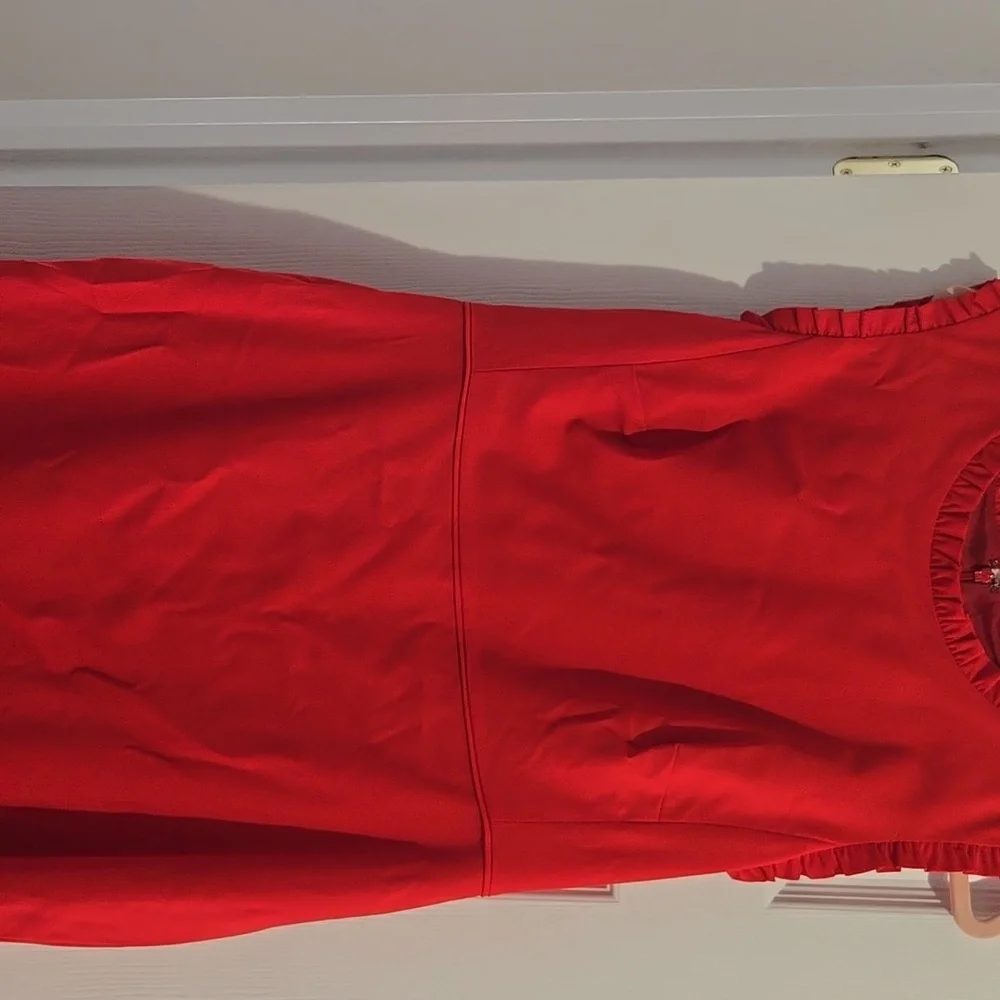 J. Crew Vibrant Red Ruffle-Trim Dress